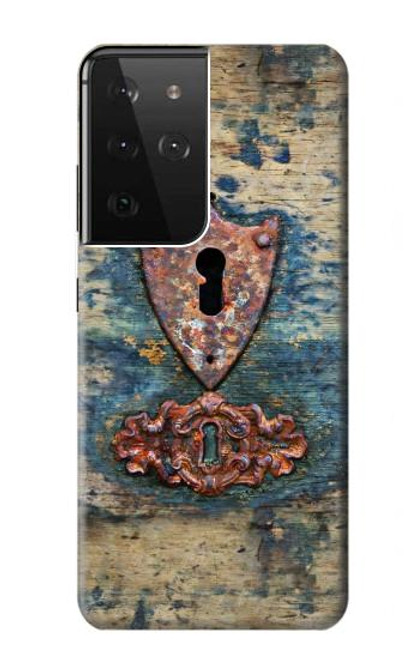 W3955 Vintage Keyhole Weather Door Hard Case and Leather Flip Case For Samsung Galaxy S21 Ultra 5G