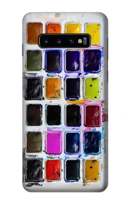 W3956 Watercolor Palette Box Graphic Hard Case and Leather Flip Case For Samsung Galaxy S10