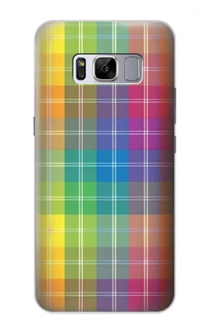 W3942 LGBTQ Rainbow Plaid Tartan Hard Case and Leather Flip Case For Samsung Galaxy S8 Plus