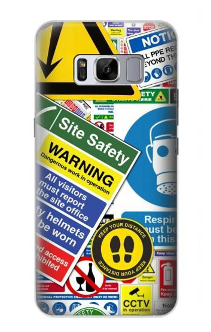 W3960 Safety Signs Sticker Collage Hard Case and Leather Flip Case For Samsung Galaxy S8 Plus