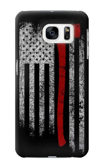 W3958 Firefighter Axe Flag Hard Case and Leather Flip Case For Samsung Galaxy S7