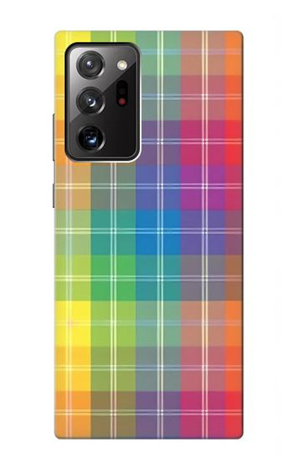 W3942 LGBTQ Rainbow Plaid Tartan Hard Case and Leather Flip Case For Samsung Galaxy Note 20 Ultra, Ultra 5G