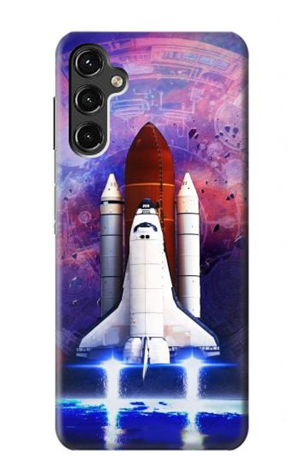 W3913 Colorful Nebula Space Shuttle Hard Case and Leather Flip Case For Samsung Galaxy A14 5G