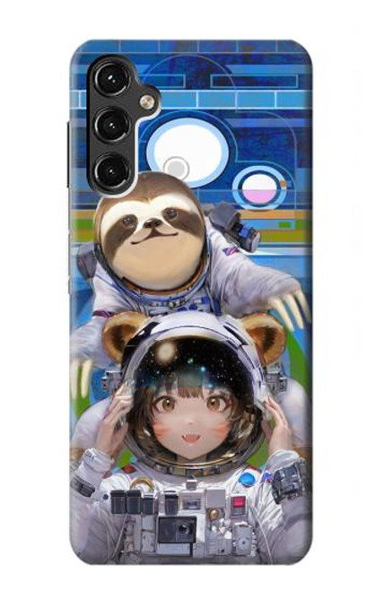 W3915 Raccoon Girl Baby Sloth Astronaut Suit Hard Case and Leather Flip Case For Samsung Galaxy A14 5G