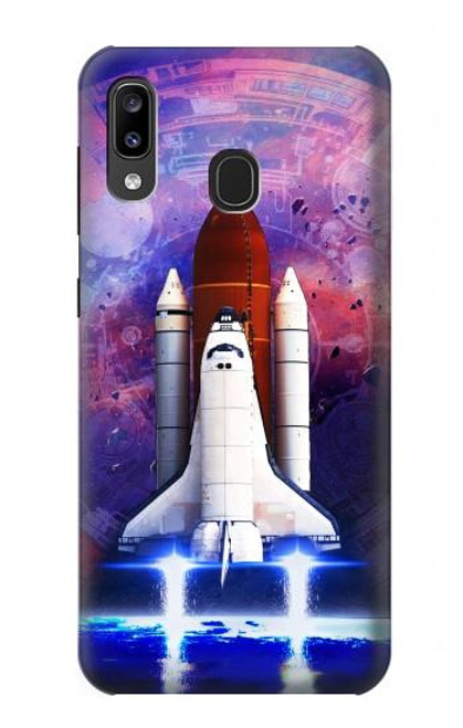 W3913 Colorful Nebula Space Shuttle Hard Case and Leather Flip Case For Samsung Galaxy A20, Galaxy A30