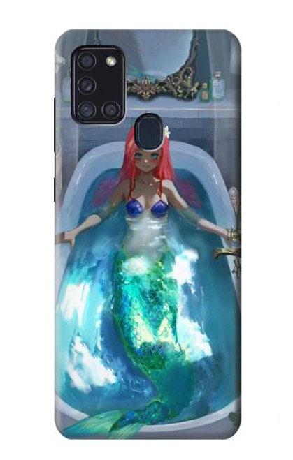 W3912 Cute Little Mermaid Aqua Spa Hard Case and Leather Flip Case For Samsung Galaxy A21s