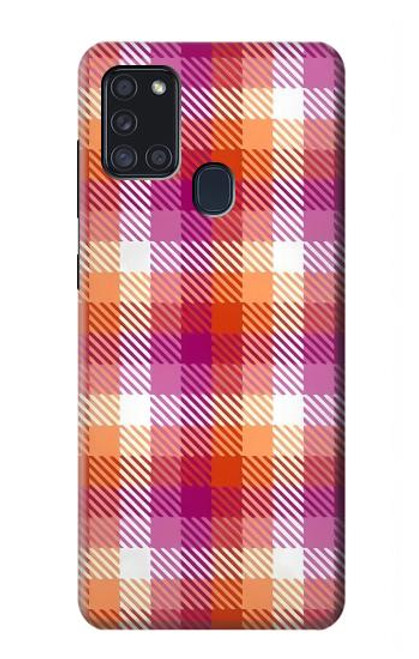 W3941 LGBT Lesbian Pride Flag Plaid Hard Case and Leather Flip Case For Samsung Galaxy A21s