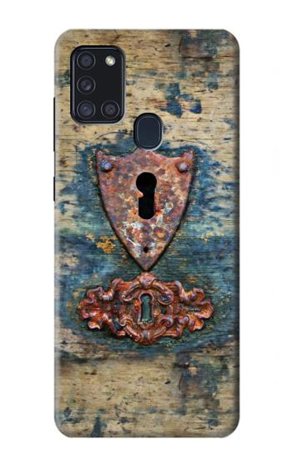 W3955 Vintage Keyhole Weather Door Hard Case and Leather Flip Case For Samsung Galaxy A21s