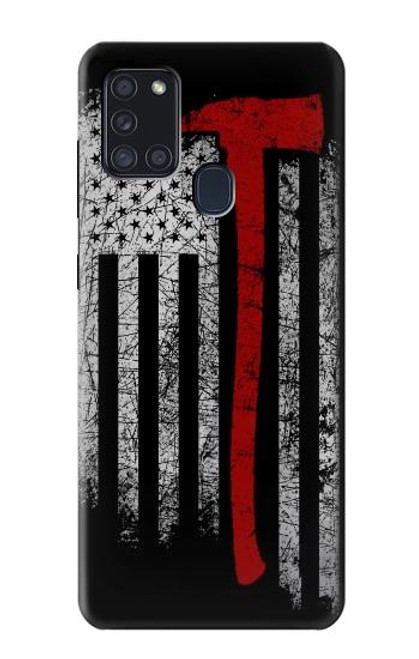 W3958 Firefighter Axe Flag Hard Case and Leather Flip Case For Samsung Galaxy A21s