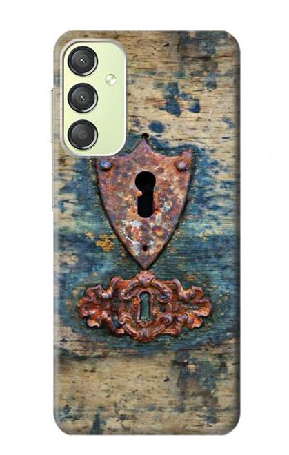 W3955 Vintage Keyhole Weather Door Hard Case and Leather Flip Case For Samsung Galaxy A24 4G