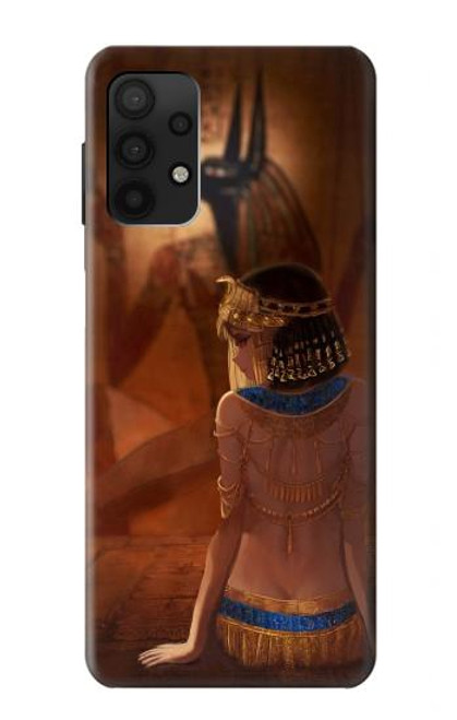 W3919 Egyptian Queen Cleopatra Anubis Hard Case and Leather Flip Case For Samsung Galaxy A32 4G