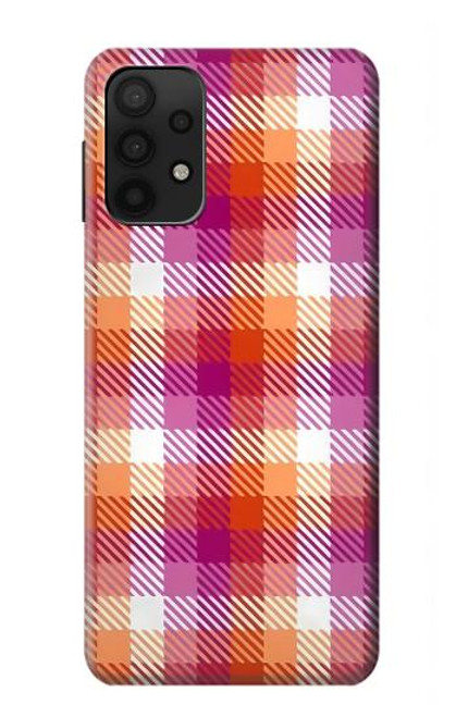 W3941 LGBT Lesbian Pride Flag Plaid Hard Case and Leather Flip Case For Samsung Galaxy A32 5G