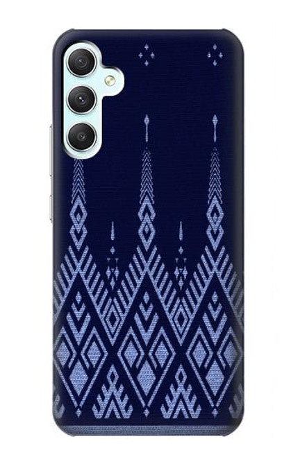 W3950 Textile Thai Blue Pattern Hard Case and Leather Flip Case For Samsung Galaxy A34 5G