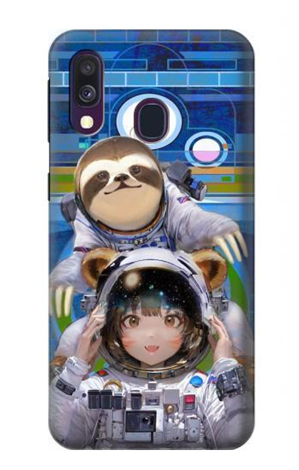 W3915 Raccoon Girl Baby Sloth Astronaut Suit Hard Case and Leather Flip Case For Samsung Galaxy A40