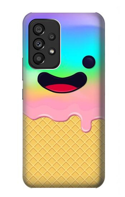 W3939 Ice Cream Cute Smile Hard Case and Leather Flip Case For Samsung Galaxy A53 5G