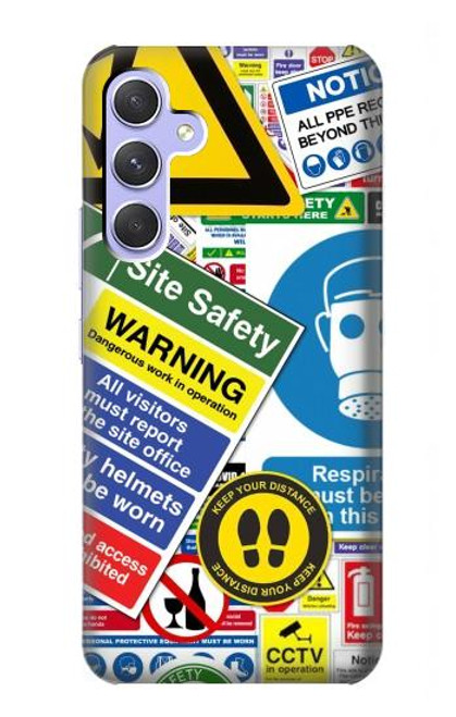 W3960 Safety Signs Sticker Collage Hard Case and Leather Flip Case For Samsung Galaxy A54 5G