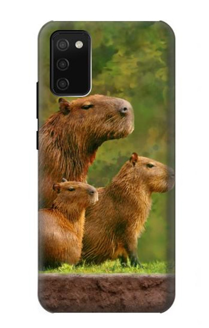 W3917 Capybara Family Giant Guinea Pig Hard Case and Leather Flip Case For Samsung Galaxy A02s, Galaxy M02s  (NOT FIT with Galaxy A02s Verizon SM-A025V)