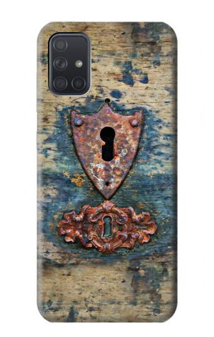 W3955 Vintage Keyhole Weather Door Hard Case and Leather Flip Case For Samsung Galaxy A71