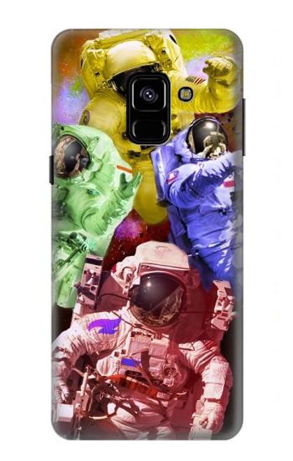 W3914 Colorful Nebula Astronaut Suit Galaxy Hard Case and Leather Flip Case For Samsung Galaxy A8 (2018)