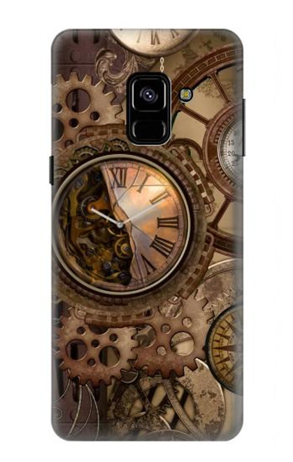 W3927 Compass Clock Gage Steampunk Hard Case and Leather Flip Case For Samsung Galaxy A8 (2018)