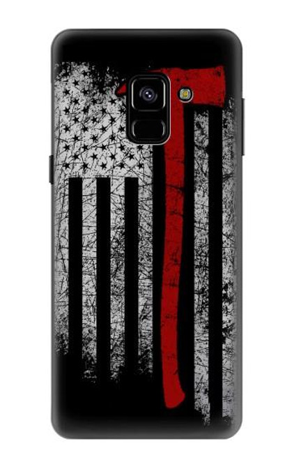 W3958 Firefighter Axe Flag Hard Case and Leather Flip Case For Samsung Galaxy A8 (2018)