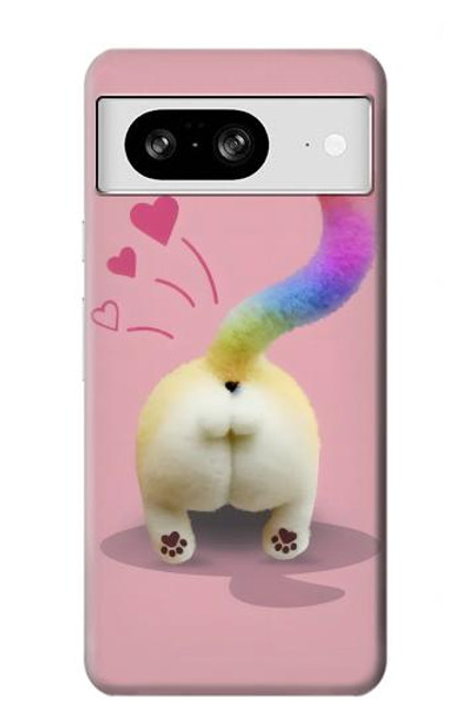 W3923 Cat Bottom Rainbow Tail Hard Case and Leather Flip Case For Google Pixel 8