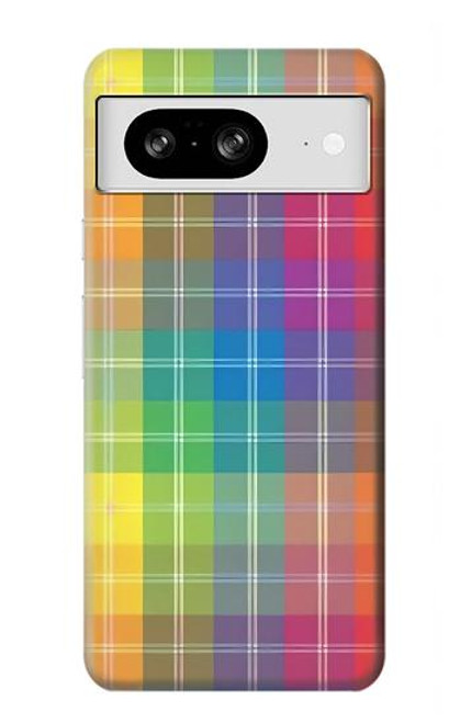 W3942 LGBTQ Rainbow Plaid Tartan Hard Case and Leather Flip Case For Google Pixel 8