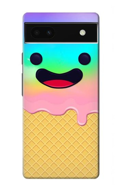 W3939 Ice Cream Cute Smile Hard Case and Leather Flip Case For Google Pixel 6a