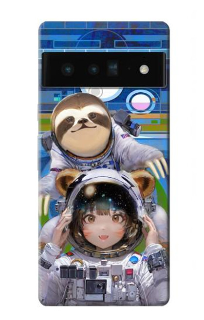 W3915 Raccoon Girl Baby Sloth Astronaut Suit Hard Case and Leather Flip Case For Google Pixel 6 Pro