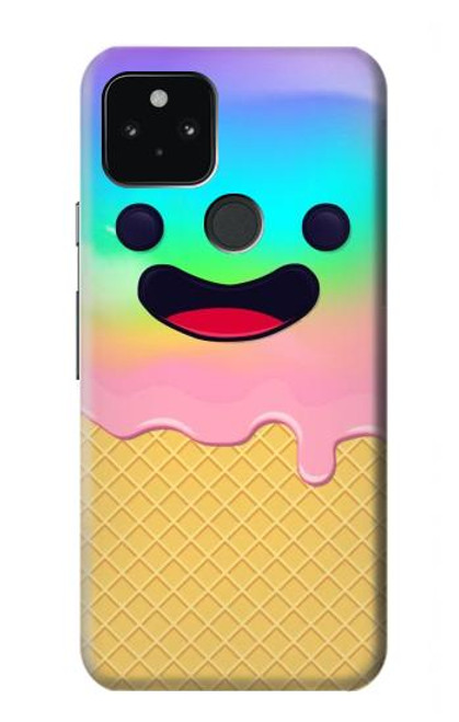 W3939 Ice Cream Cute Smile Hard Case and Leather Flip Case For Google Pixel 5