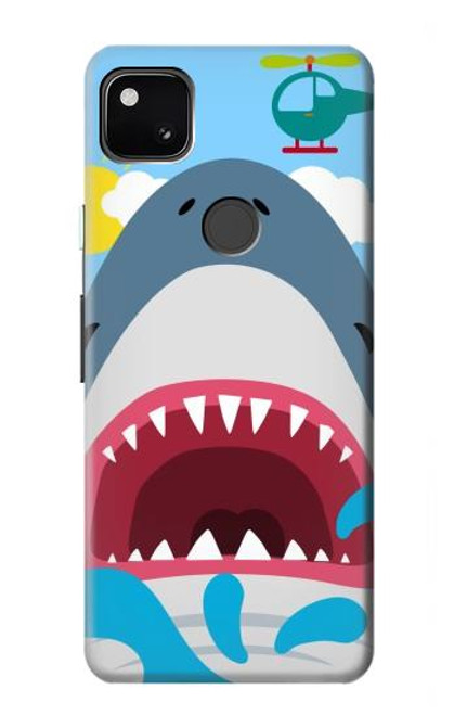 W3947 Shark Helicopter Cartoon Hard Case and Leather Flip Case For Google Pixel 4a