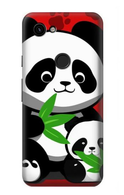 W3929 Cute Panda Eating Bamboo Hard Case and Leather Flip Case For Google Pixel 3a