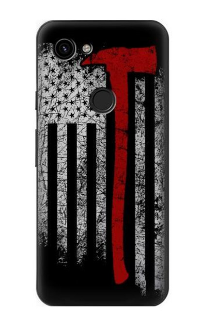 W3958 Firefighter Axe Flag Hard Case and Leather Flip Case For Google Pixel 3a