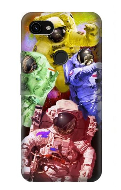 W3914 Colorful Nebula Astronaut Suit Galaxy Hard Case and Leather Flip Case For Google Pixel 3a XL