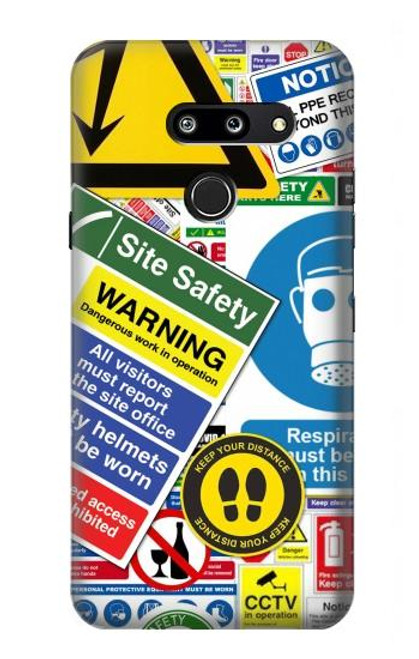 W3960 Safety Signs Sticker Collage Hard Case and Leather Flip Case For LG G8 ThinQ