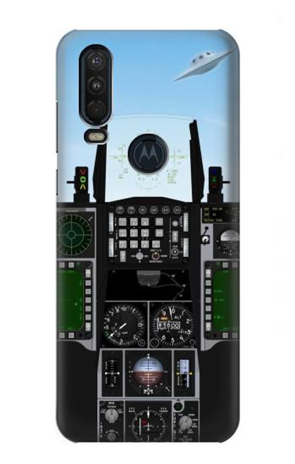 W3933 Fighter Aircraft UFO Hard Case and Leather Flip Case For Motorola One Action (Moto P40 Power)
