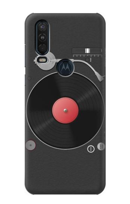 W3952 Turntable Vinyl Record Player Graphic Hard Case and Leather Flip Case For Motorola One Action (Moto P40 Power)