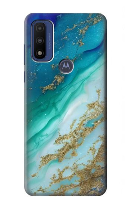 W3920 Abstract Ocean Blue Color Mixed Emerald Hard Case and Leather Flip Case For Motorola G Pure