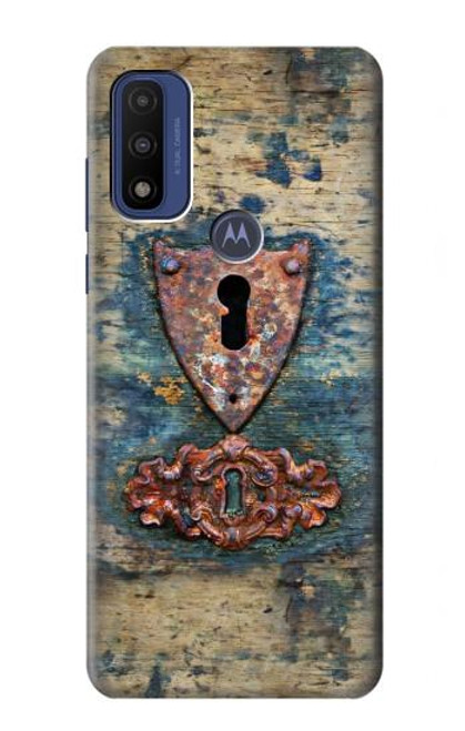 W3955 Vintage Keyhole Weather Door Hard Case and Leather Flip Case For Motorola G Pure