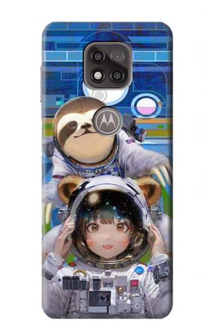 W3915 Raccoon Girl Baby Sloth Astronaut Suit Hard Case and Leather Flip Case For Motorola Moto G Power (2021)