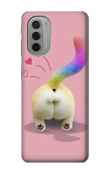 W3923 Cat Bottom Rainbow Tail Hard Case and Leather Flip Case For Motorola Moto G51 5G