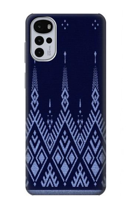 W3950 Textile Thai Blue Pattern Hard Case and Leather Flip Case For Motorola Moto G22