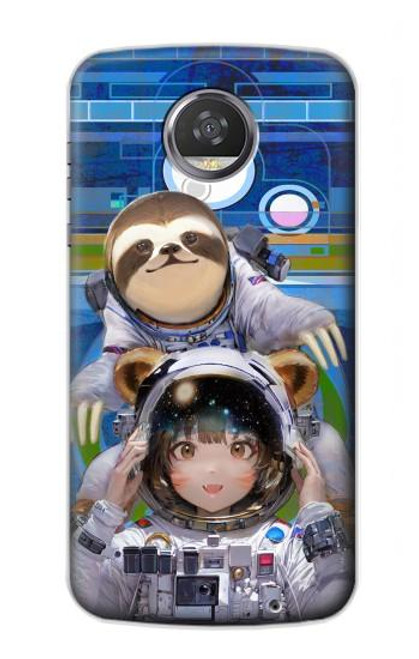 W3915 Raccoon Girl Baby Sloth Astronaut Suit Hard Case and Leather Flip Case For Motorola Moto Z2 Play, Z2 Force