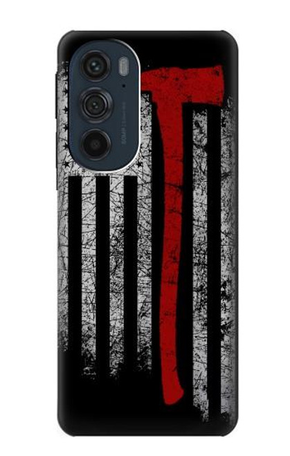 W3958 Firefighter Axe Flag Hard Case and Leather Flip Case For Motorola Edge 30 Pro