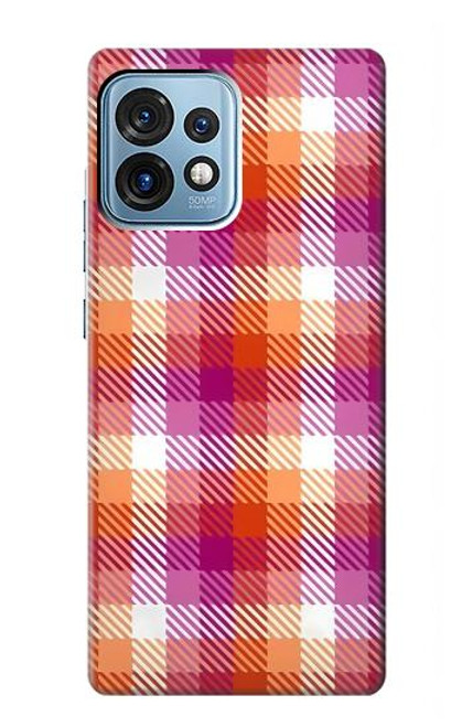 W3941 LGBT Lesbian Pride Flag Plaid Hard Case and Leather Flip Case For Motorola Edge+ (2023), X40, X40 Pro, Edge 40 Pro