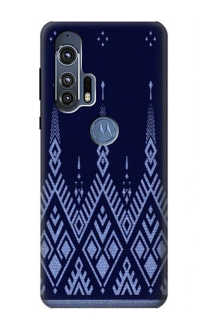 W3950 Textile Thai Blue Pattern Hard Case and Leather Flip Case For Motorola Edge+