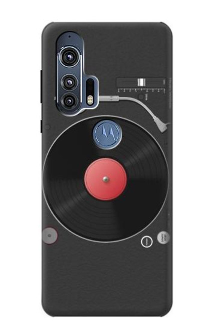 W3952 Turntable Vinyl Record Player Graphic Hard Case and Leather Flip Case For Motorola Edge+