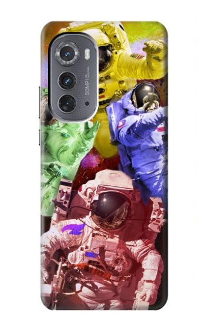 W3914 Colorful Nebula Astronaut Suit Galaxy Hard Case and Leather Flip Case For Motorola Edge (2022)