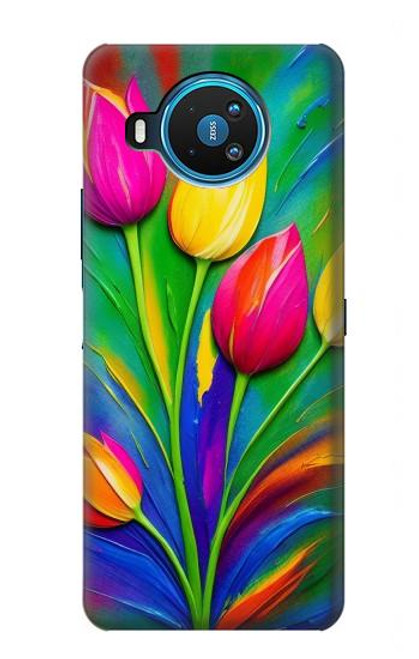 W3926 Colorful Tulip Oil Painting Hard Case and Leather Flip Case For Nokia 8.3 5G