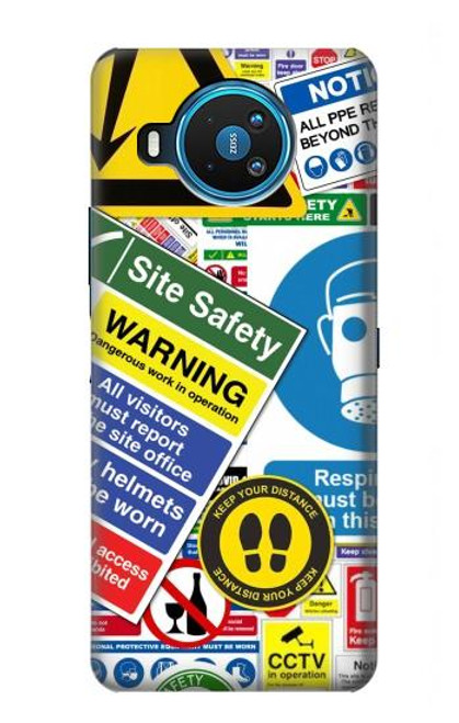 W3960 Safety Signs Sticker Collage Hard Case and Leather Flip Case For Nokia 8.3 5G